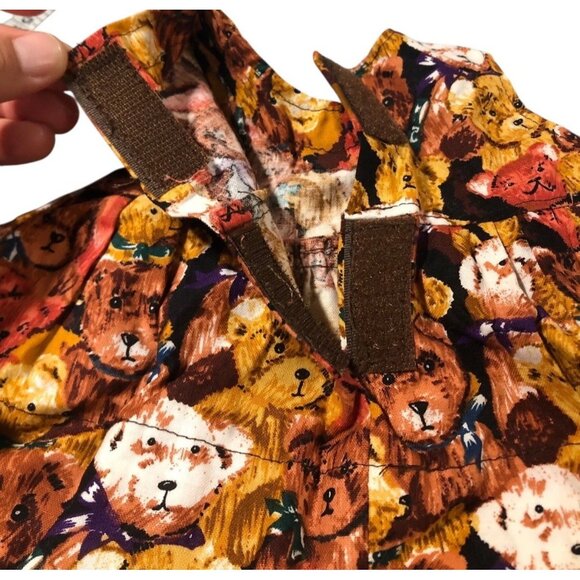 Homemade Teddy Bear Theme Small Medium Size Doll Jumper Dress Bow Accent - Picture 12 of 14